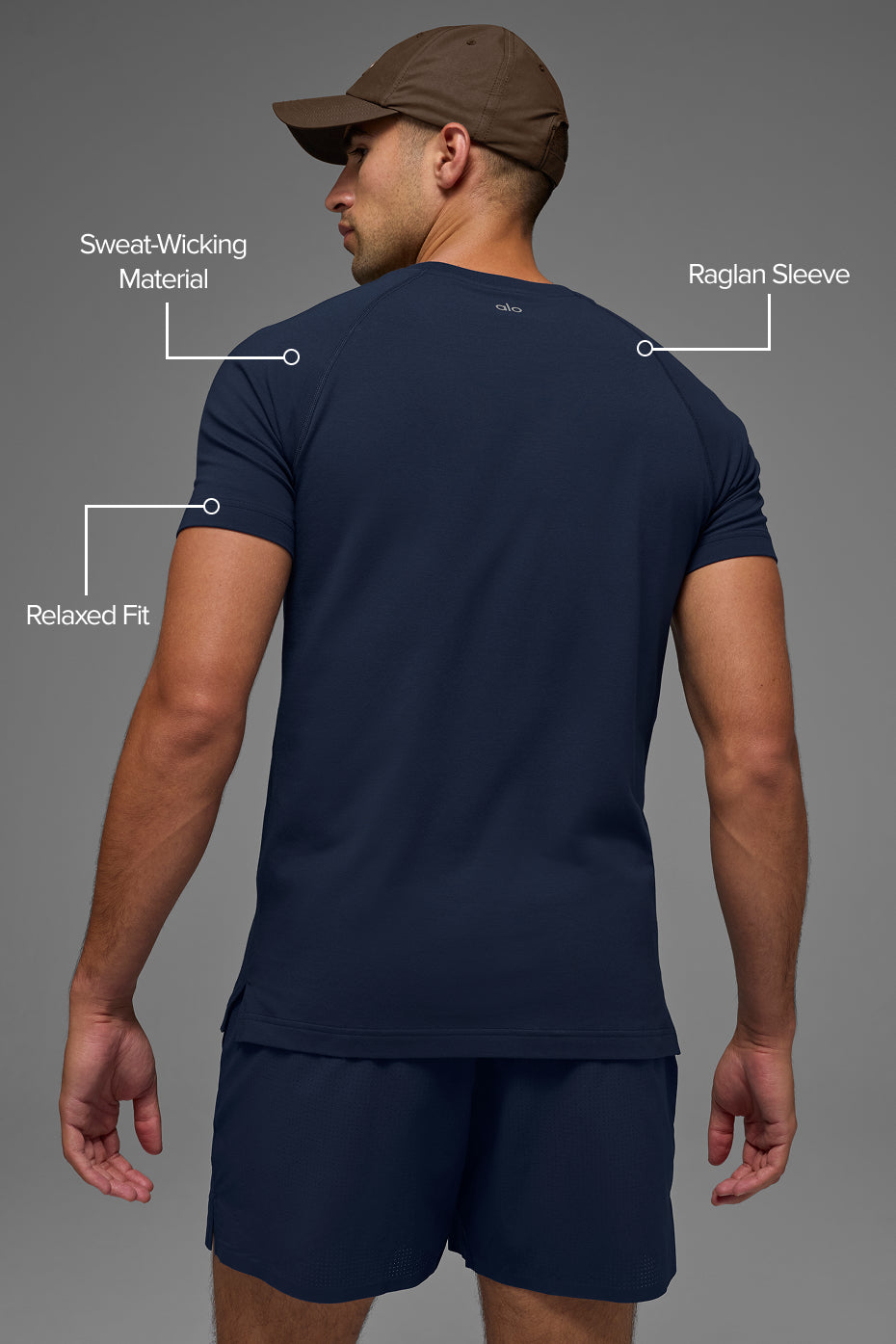 Alternative view of ALO Vapor Crewneck Short Sleeve   Navy