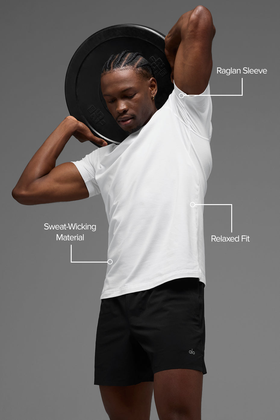 Alternative view of ALO Vapor Crewneck Short Sleeve   White
