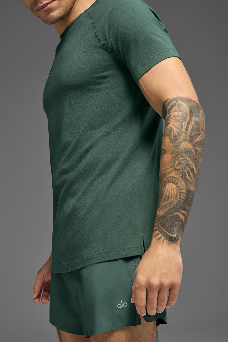 Alternative view of ALO Vapor Crewneck Short Sleeve   Clover Green