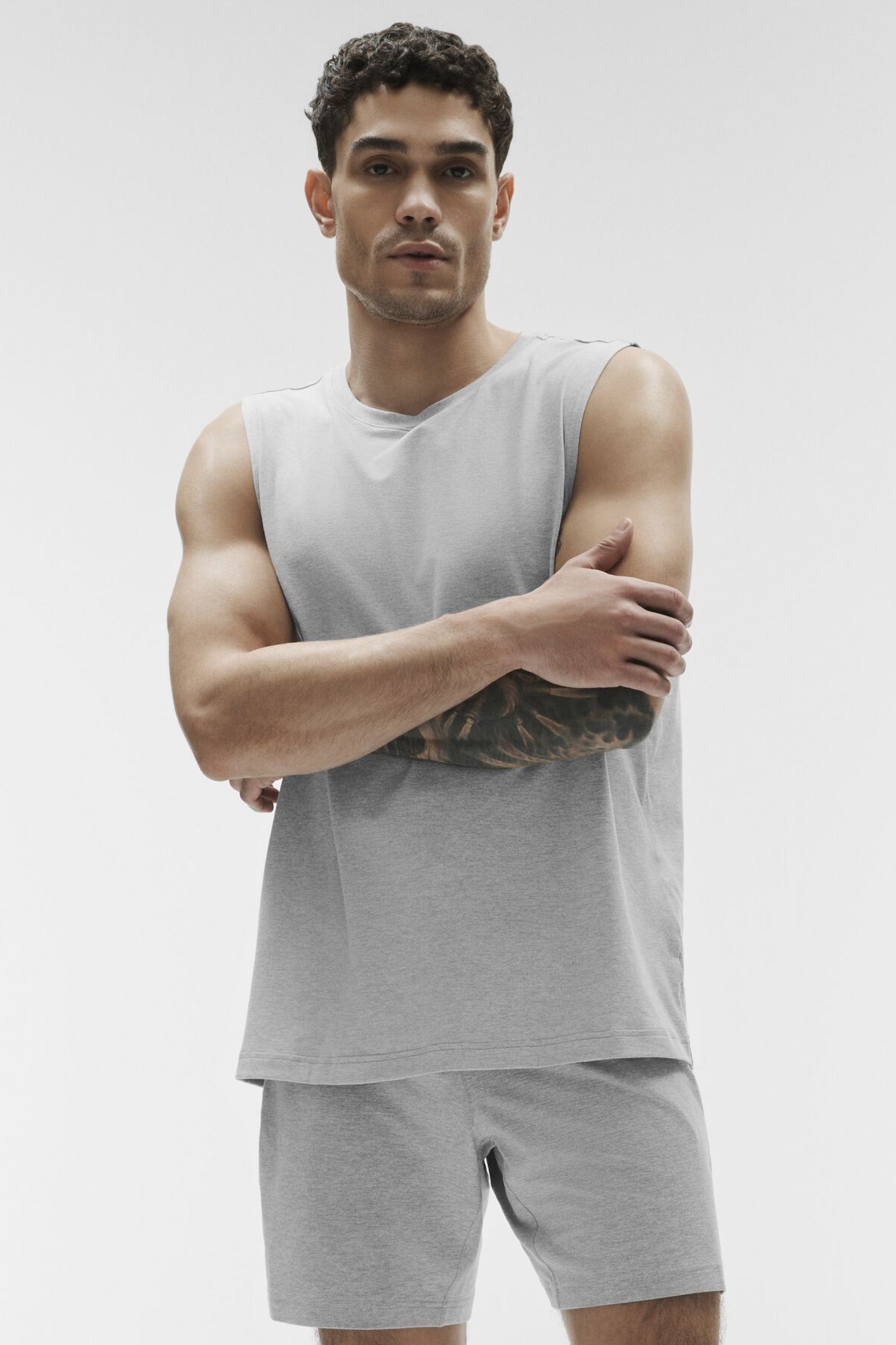 Alternative view of Conquer Muscle Tank   Athletic Heather Grey