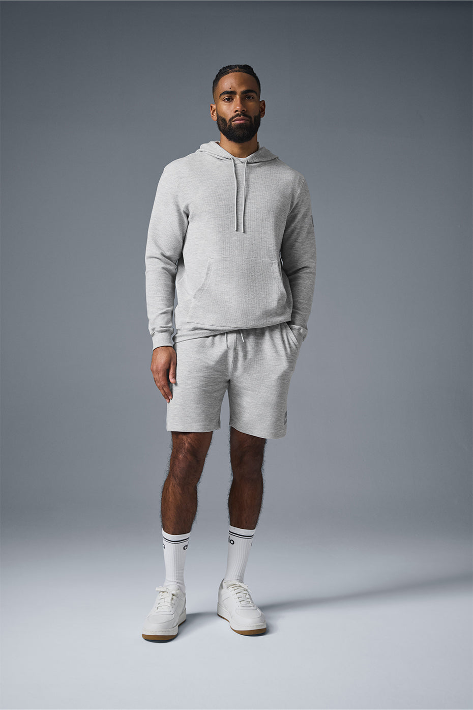 Micro Waffle Fast Break Hoodie   Athletic Heather Grey