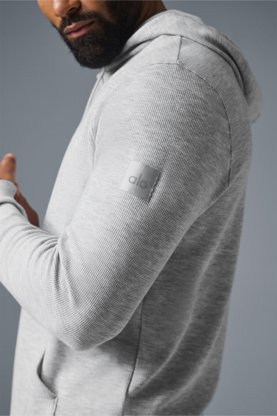 Alternative view of Micro Waffle Fast Break Hoodie   Athletic Heather Grey