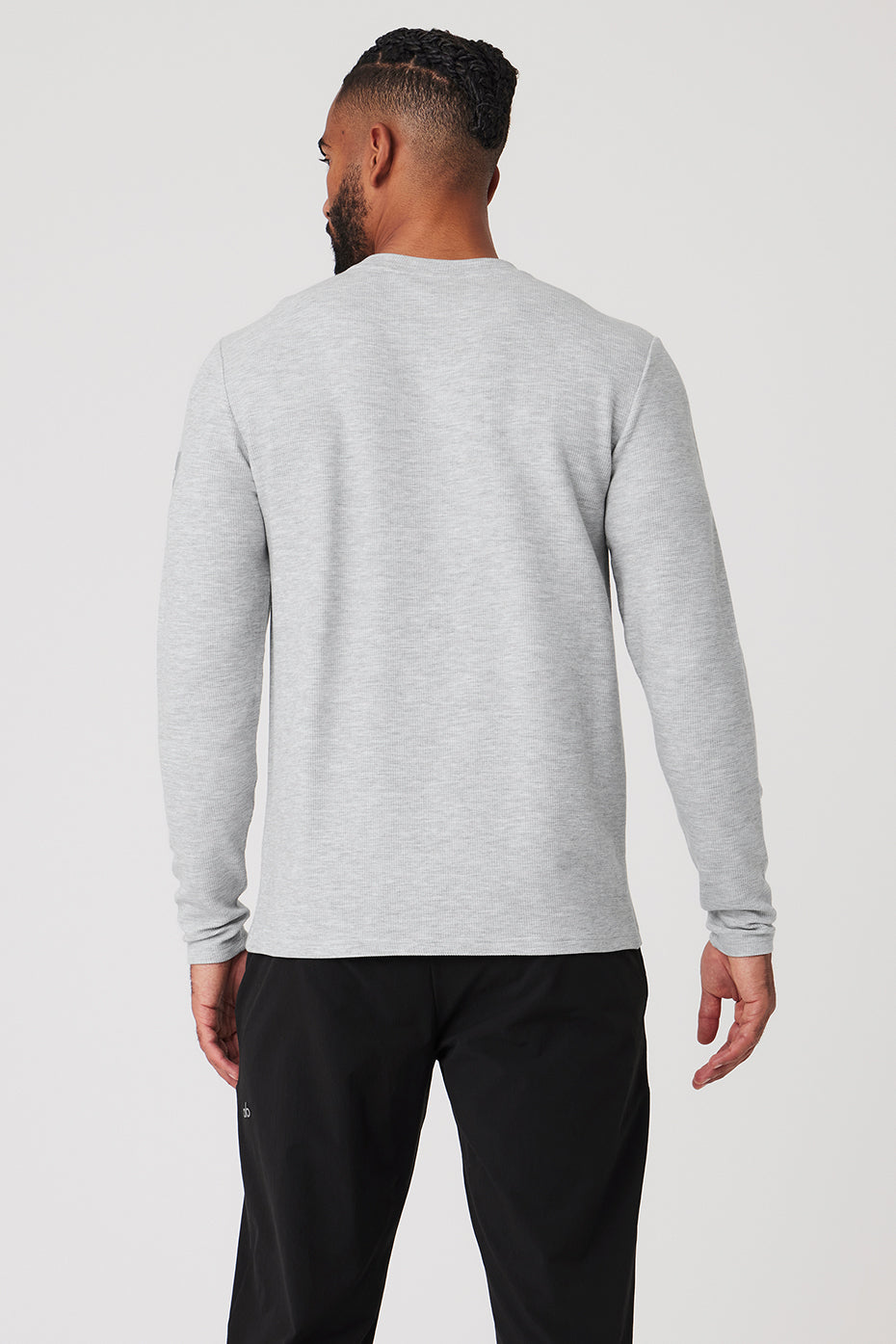 Alternative view of Micro Waffle Fast Break Long Sleeve Tee   Athletic Heather Grey