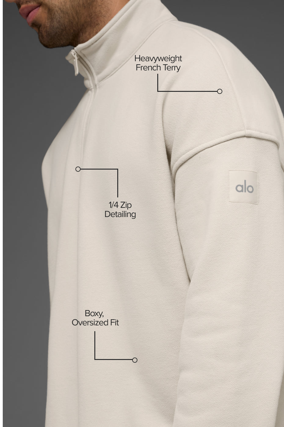 Alternative view of Renown Heavy Weight 1/4 Zip   Bone