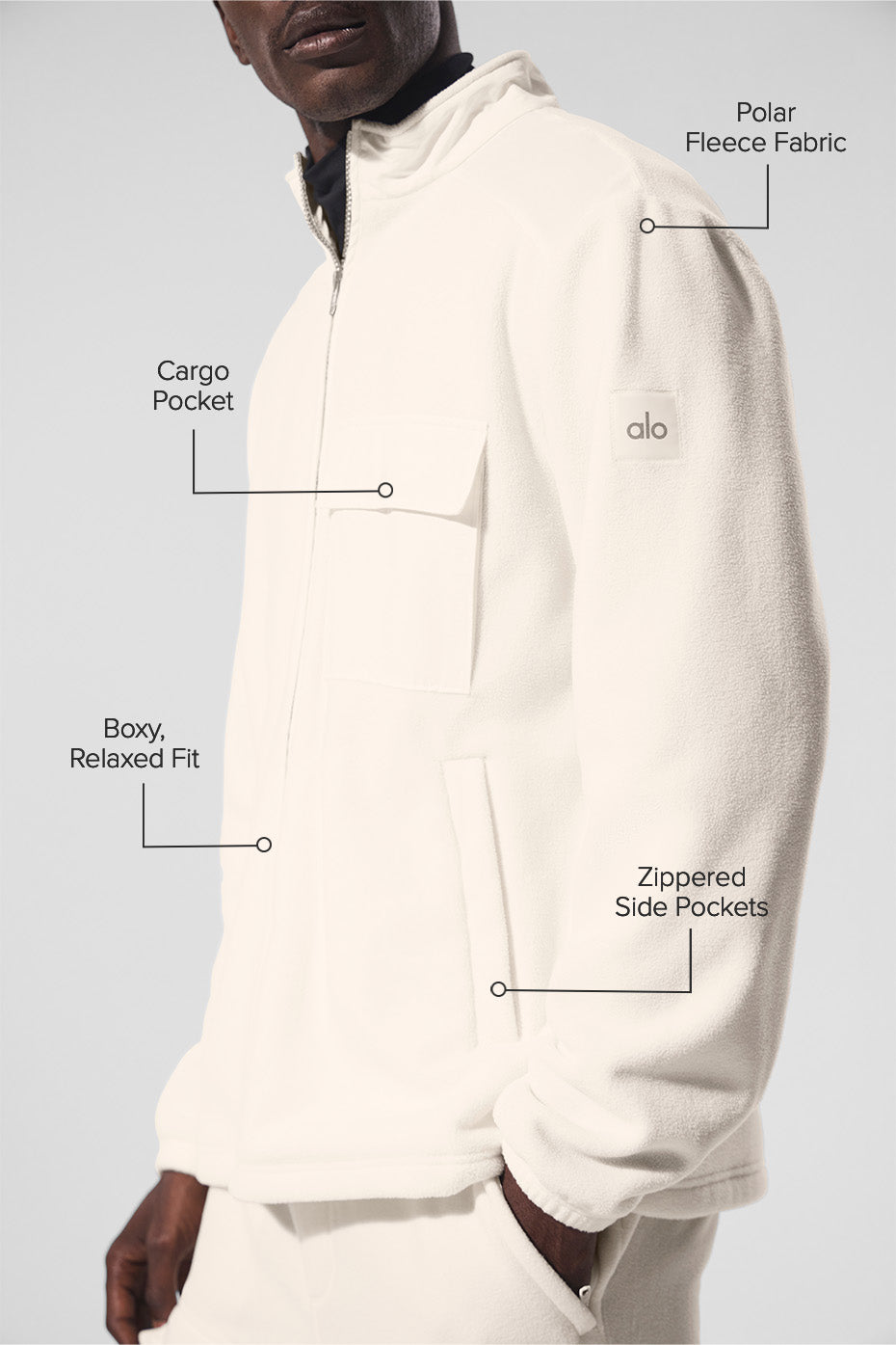 Alternative view of Polar Fleece Ridge Full Zip Jacket   Ivory