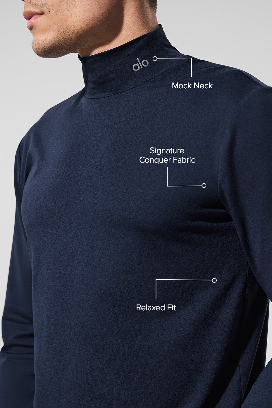 Alternative view of Conquer Reform Mock Neck Long Sleeve   Navy