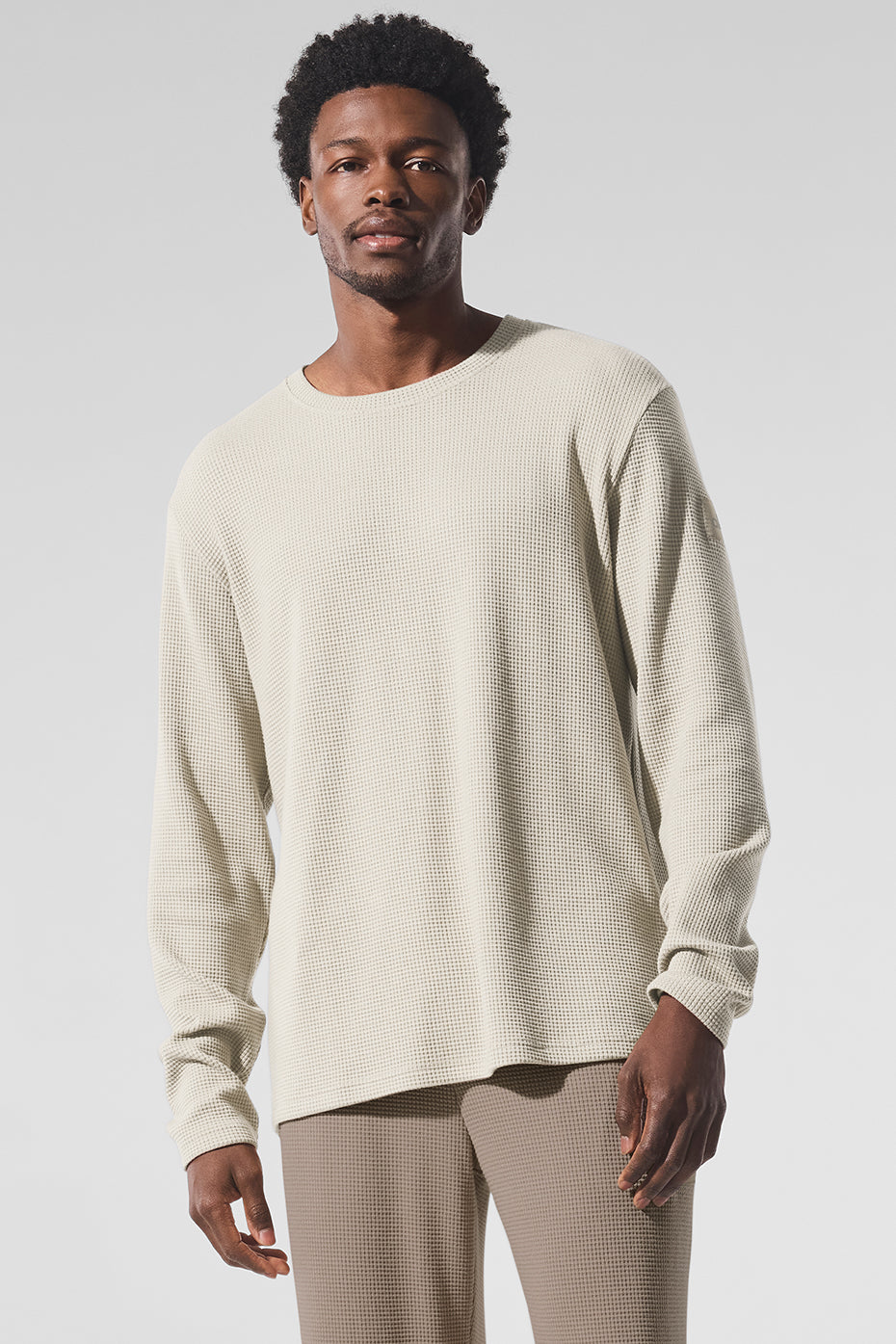 Elevate Waffle Long Sleeve Crew   Bone