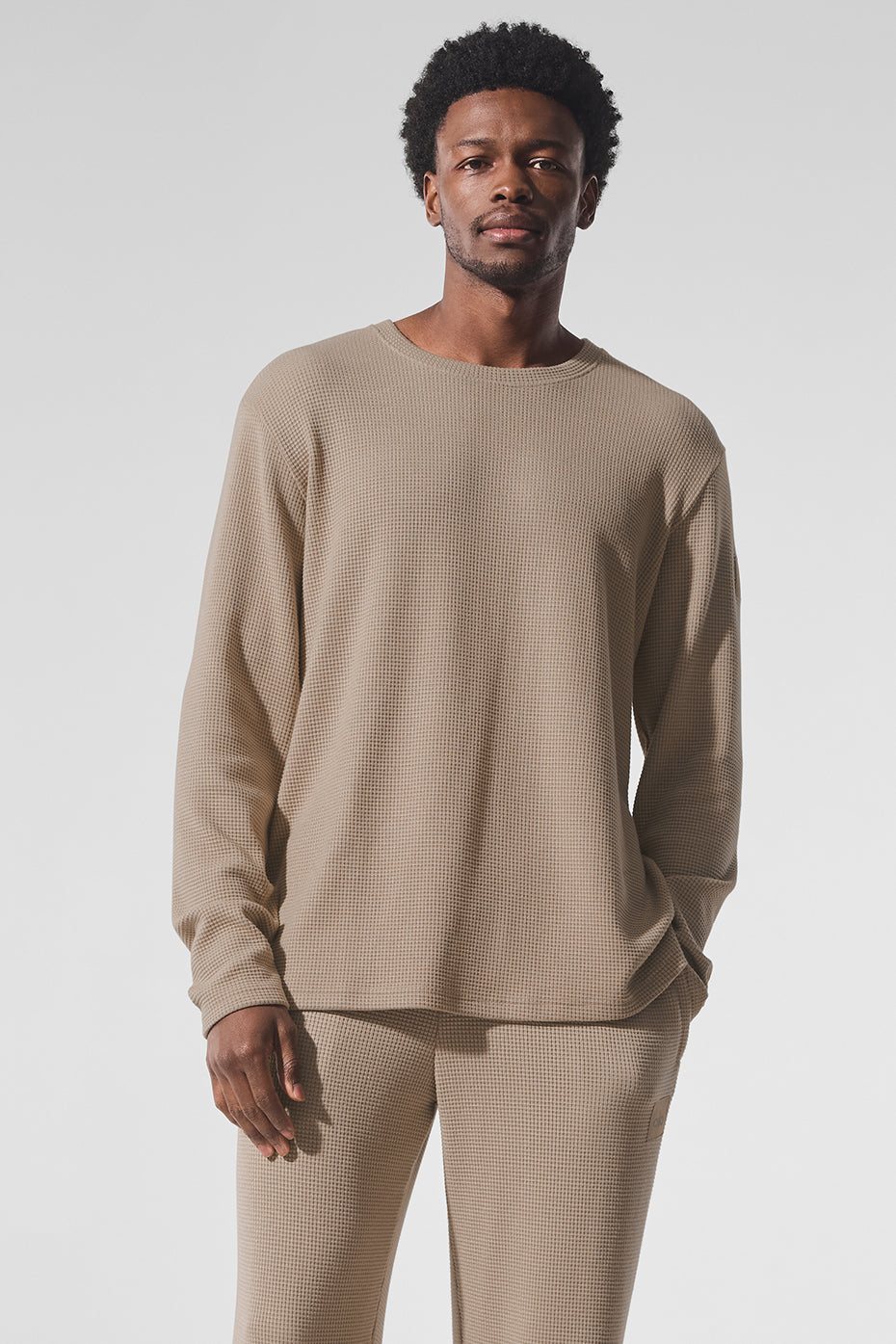 Elevate Waffle Long Sleeve Crew   Gravel