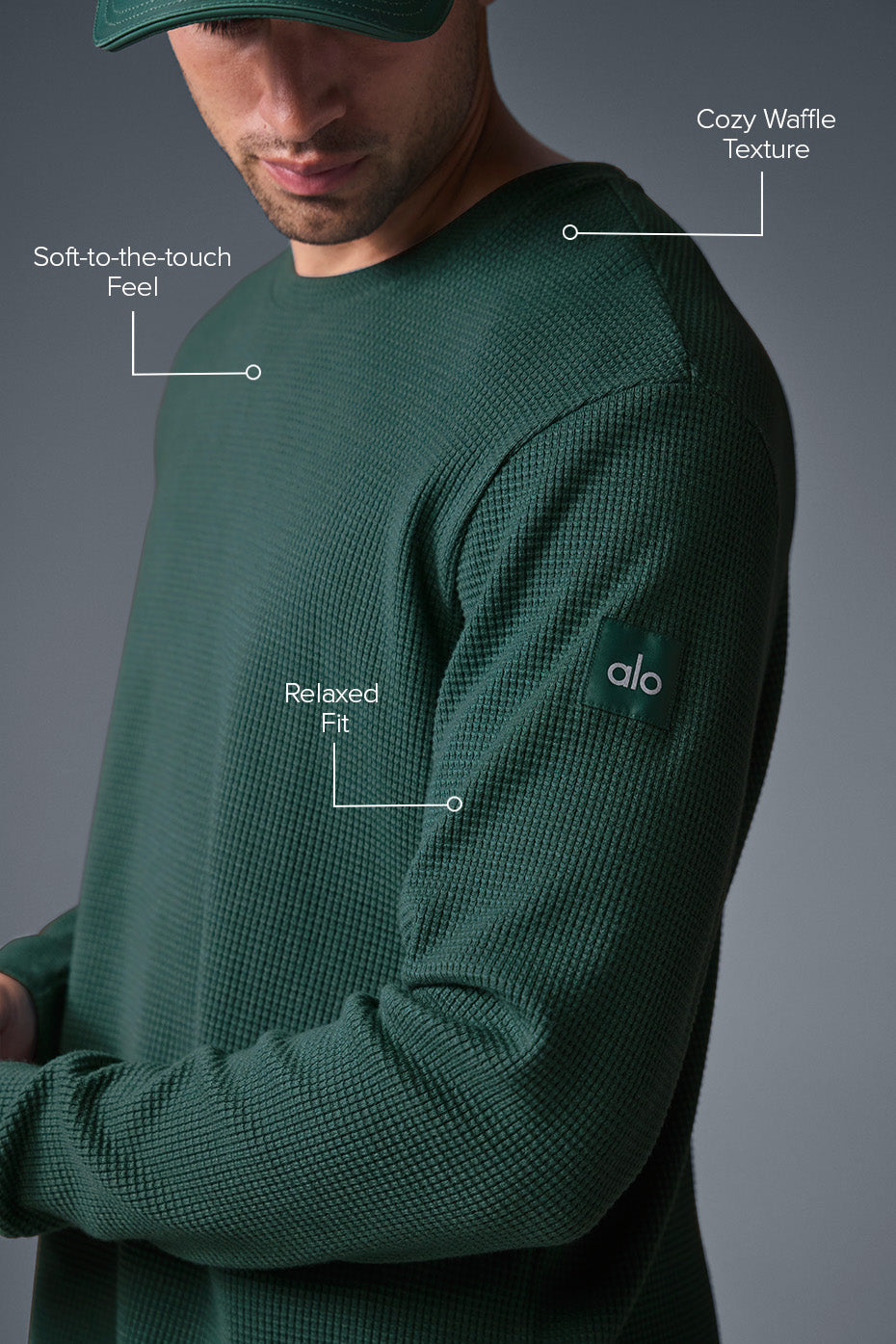 Alternative view of Elevate Waffle Long Sleeve Crew   Winter Ivy