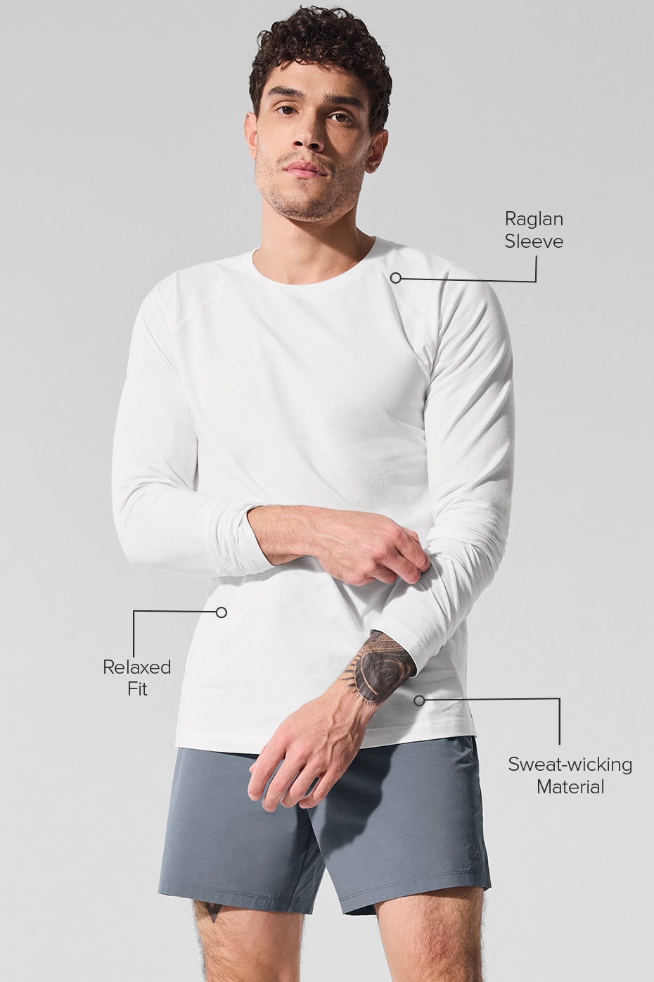 Alternative view of ALO Vapor Crewneck Long Sleeve   White