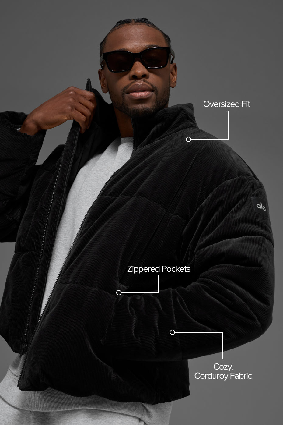 Alternative view of Corduroy Stage Puffer   Black