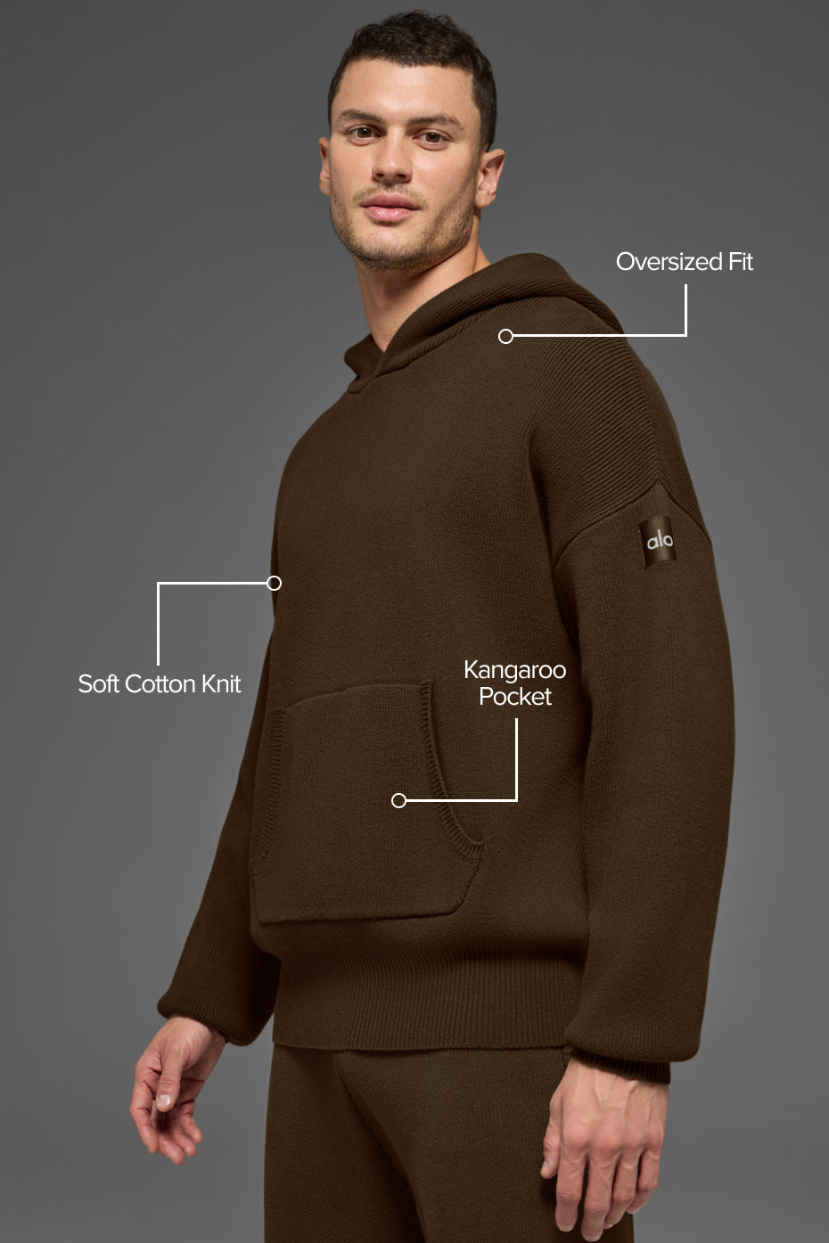 Alternative view of Scholar Hooded Sweater   Espresso