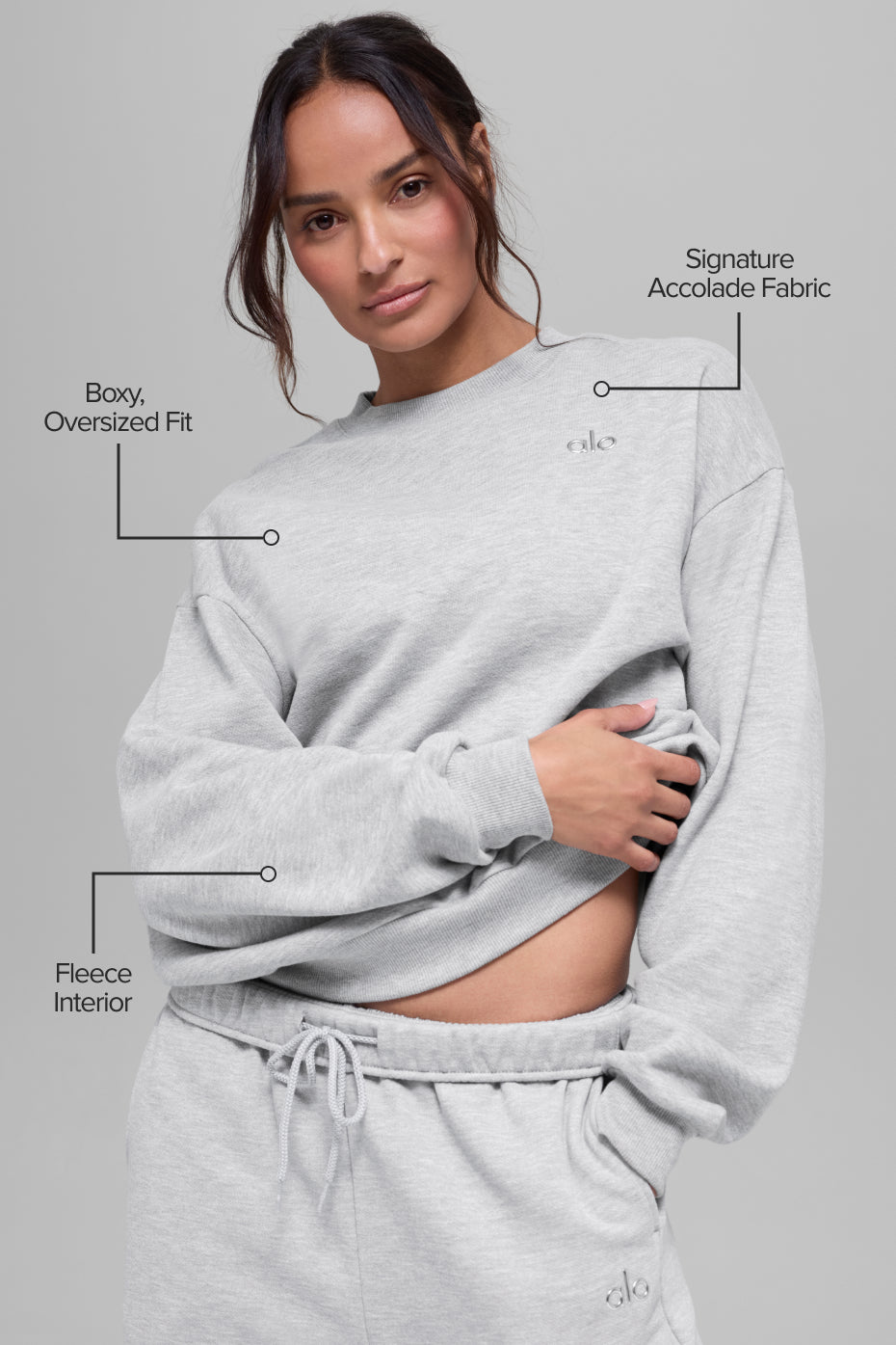 Alternative view of Accolade Crew Neck Pullover   Athletic Heather Grey
