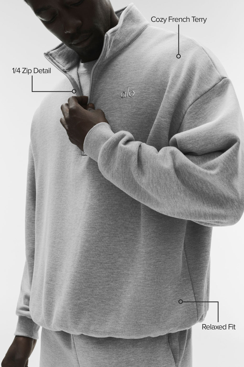 Alternative view of Accolade 1/4 Zip Pullover   Athletic Heather Grey