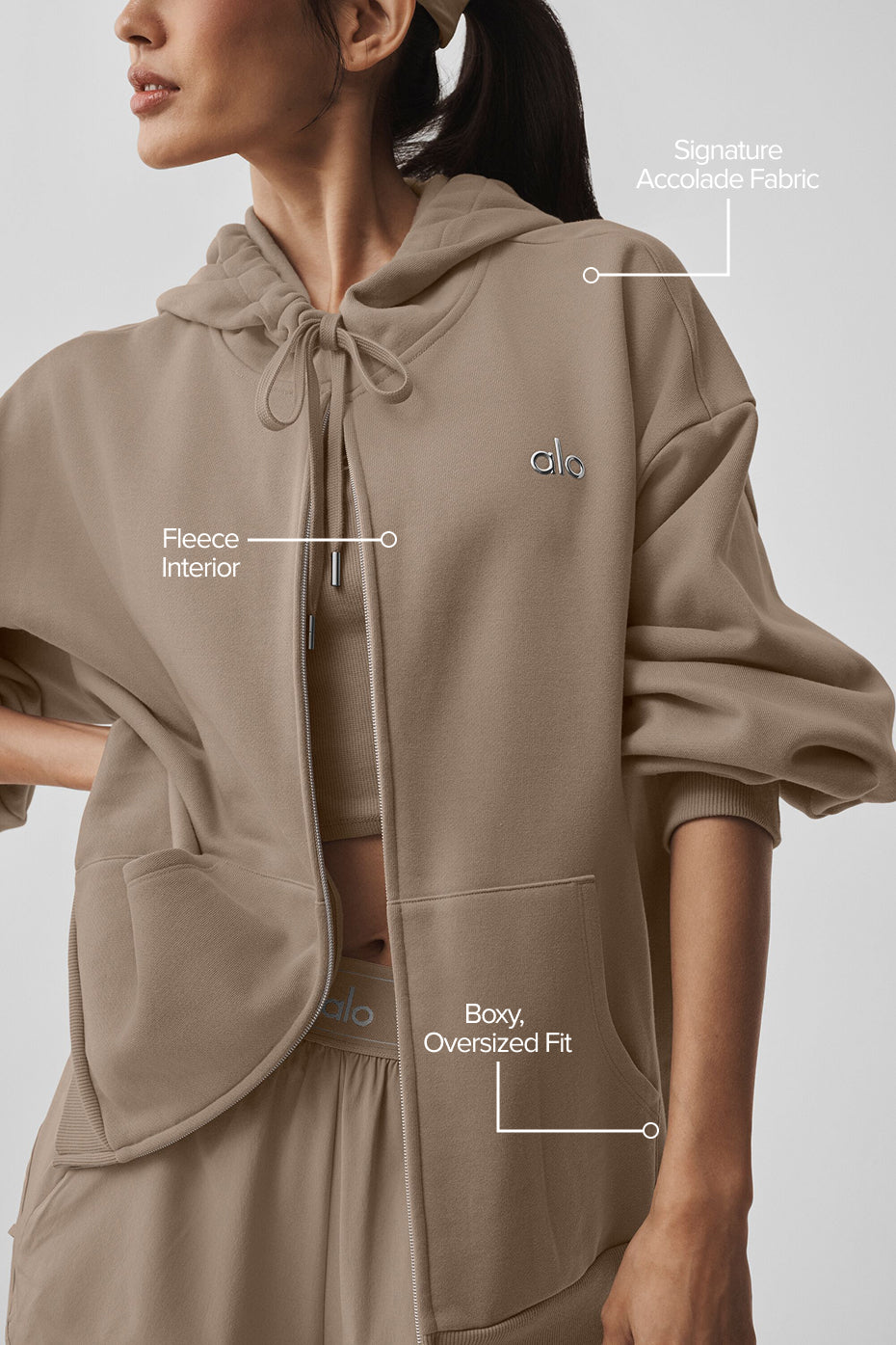 Alternative view of Accolade Full Zip Hoodie   Gravel