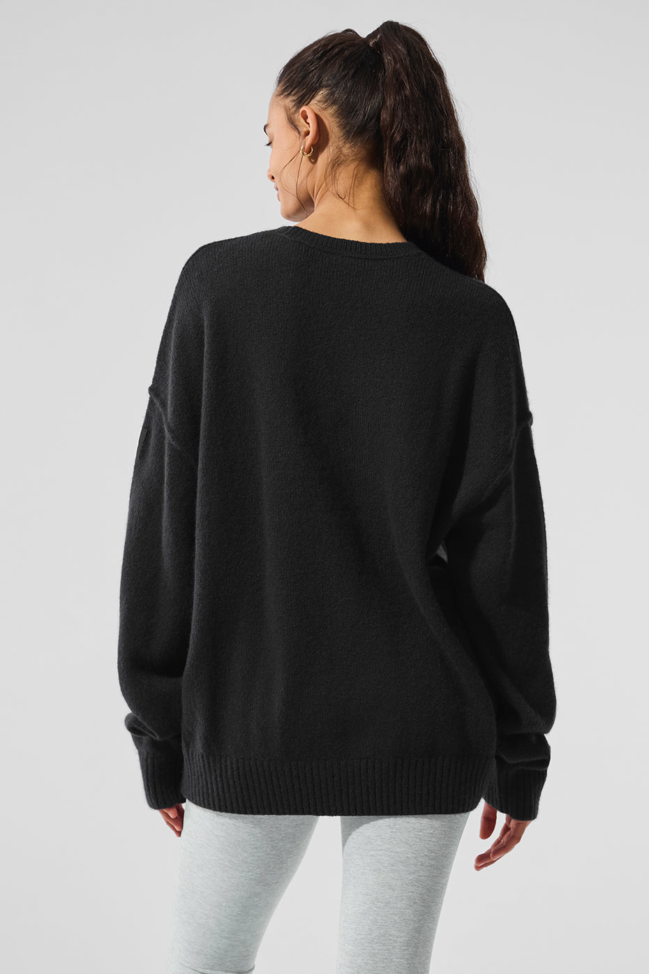Unisex Wool Cashmere New Class Crewneck Sweater Black - Image 3