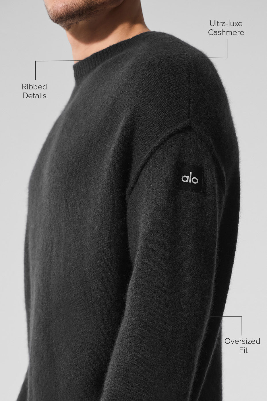Unisex Wool Cashmere New Class Crewneck Sweater Black - Image 2