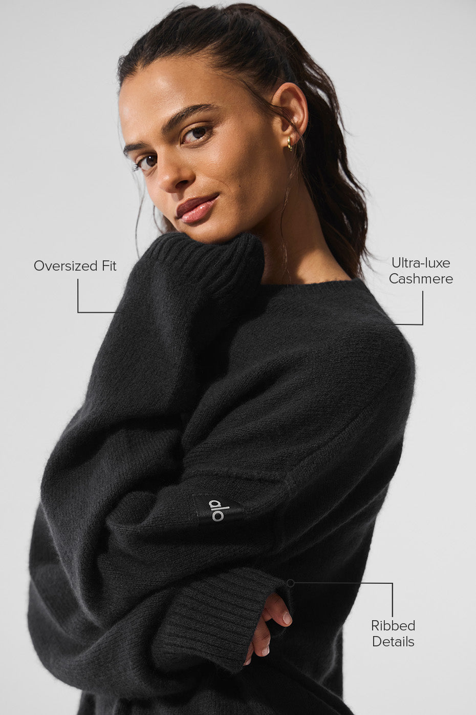 Unisex Wool Cashmere New Class Crewneck Sweater Black - Image 2