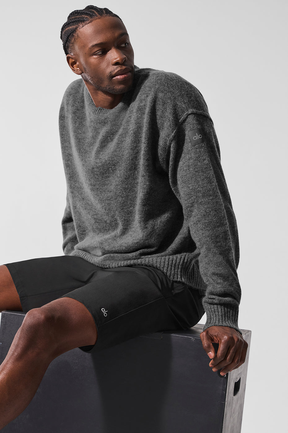 Unisex Wool Cashmere New Class Crewneck Sweater Platinum Grey - Image 5