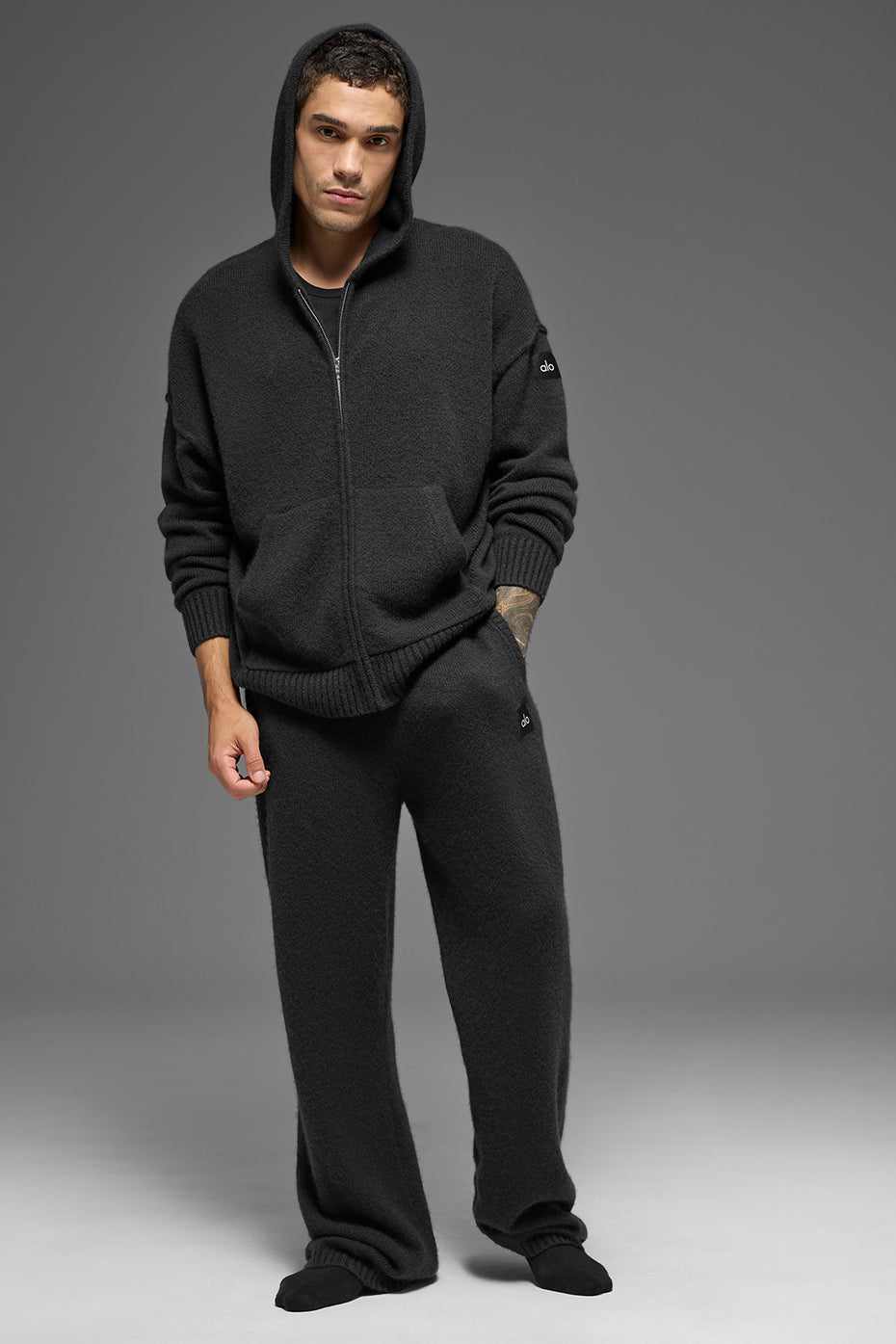 Wool Cashmere New Class Full Zip Hoodie Black - Image 4