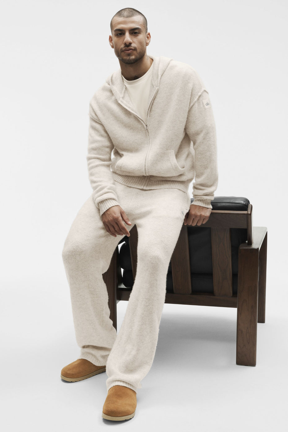 Wool Cashmere New Class Full Zip Hoodie Oatmeal Heather - Image 6