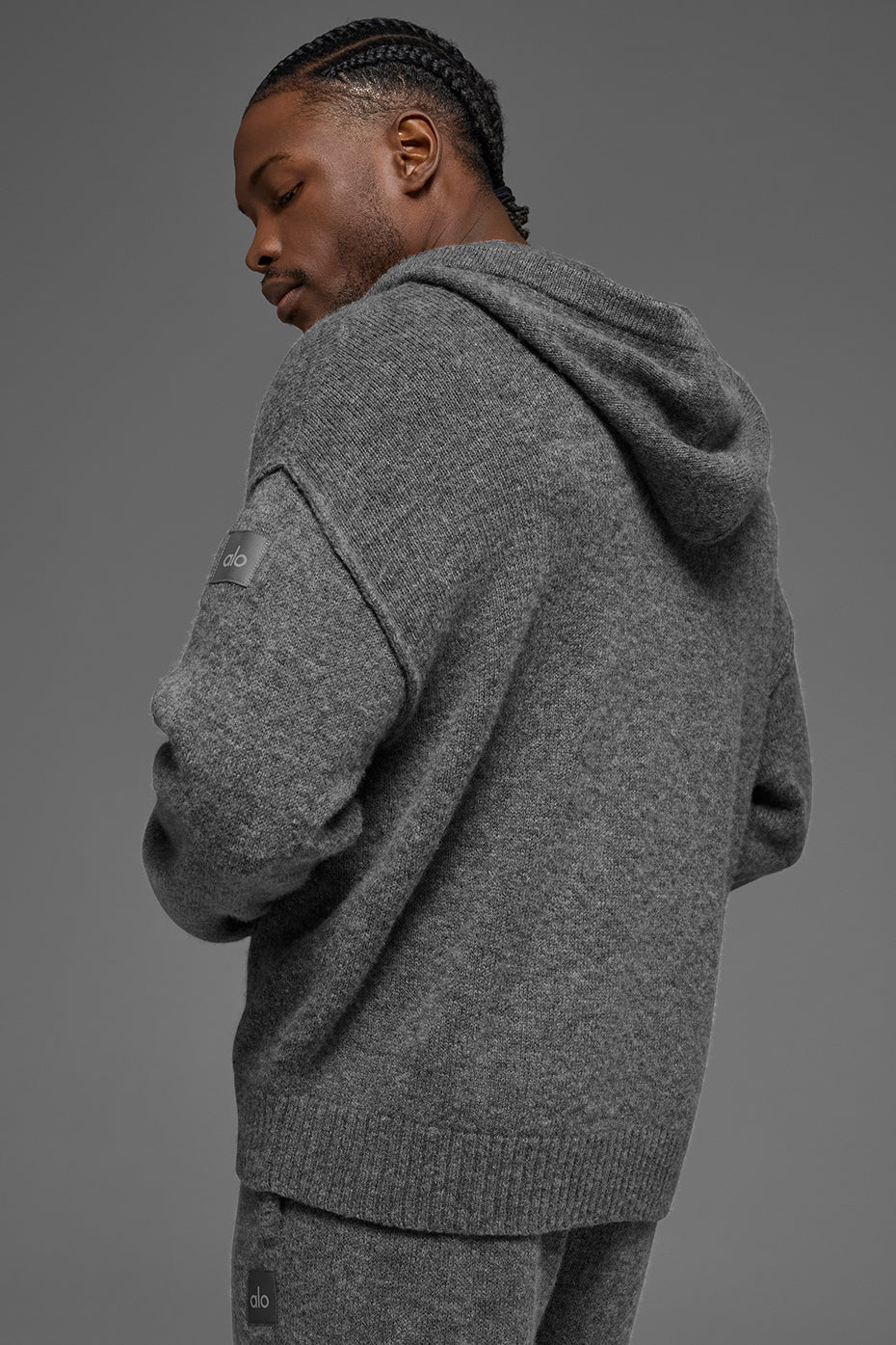 Wool Cashmere New Class Full Zip Hoodie Platinum Grey - Image 2