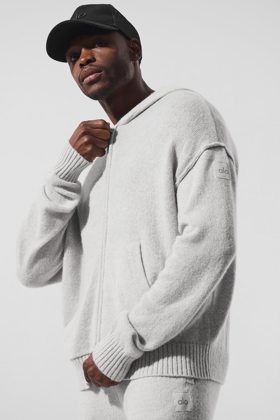 Wool Cashmere New Class Full Zip Hoodie Pearl Grey Heather