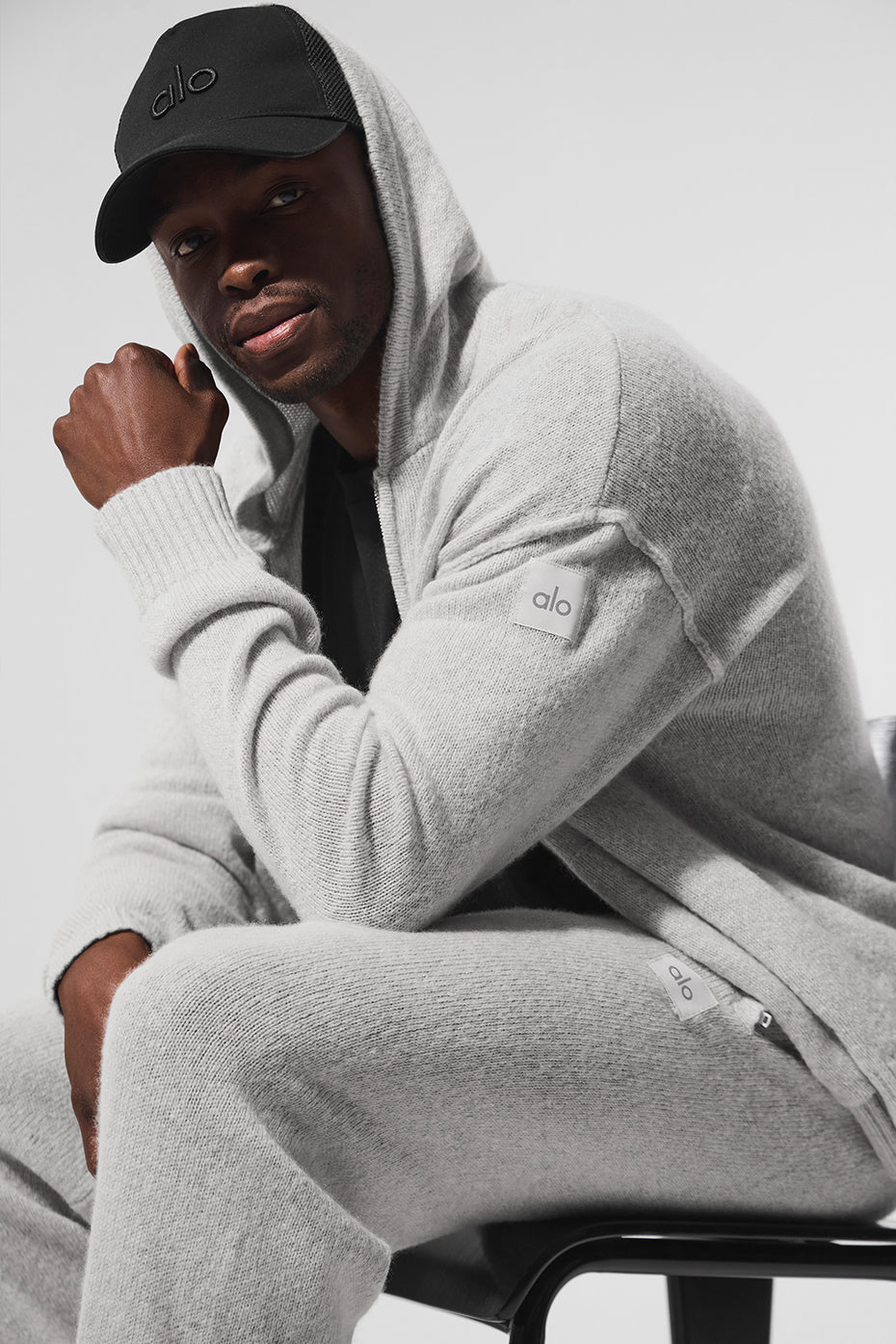 Wool Cashmere New Class Full Zip Hoodie Pearl Grey Heather - Image 2