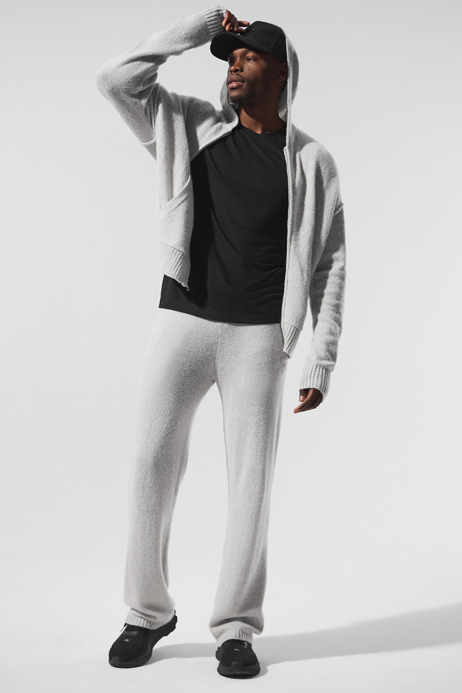 Wool Cashmere New Class Full Zip Hoodie Pearl Grey Heather - Image 5