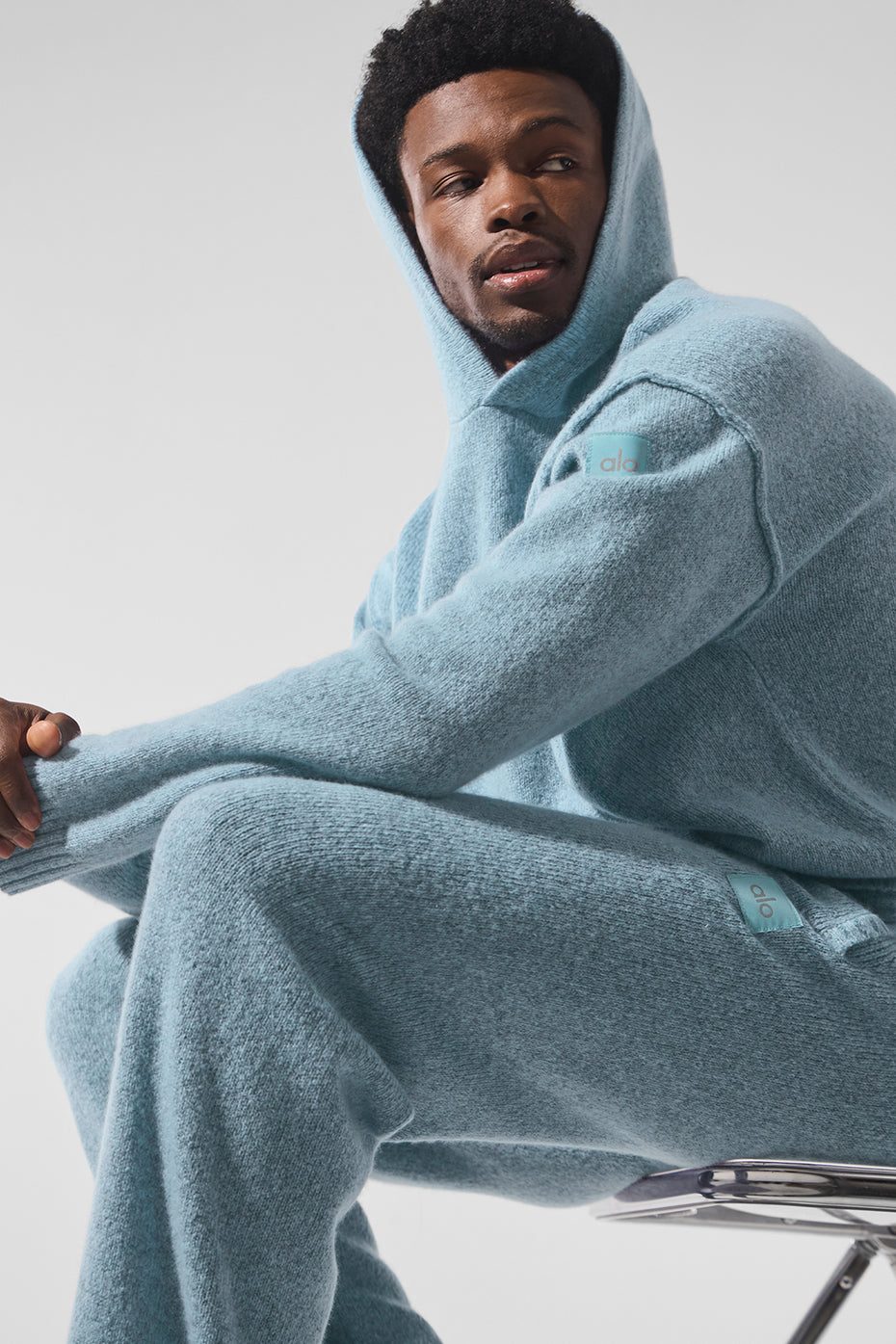 Wool Cashmere New Class Hoodie Celestial Blue Granite Heather - Image 4
