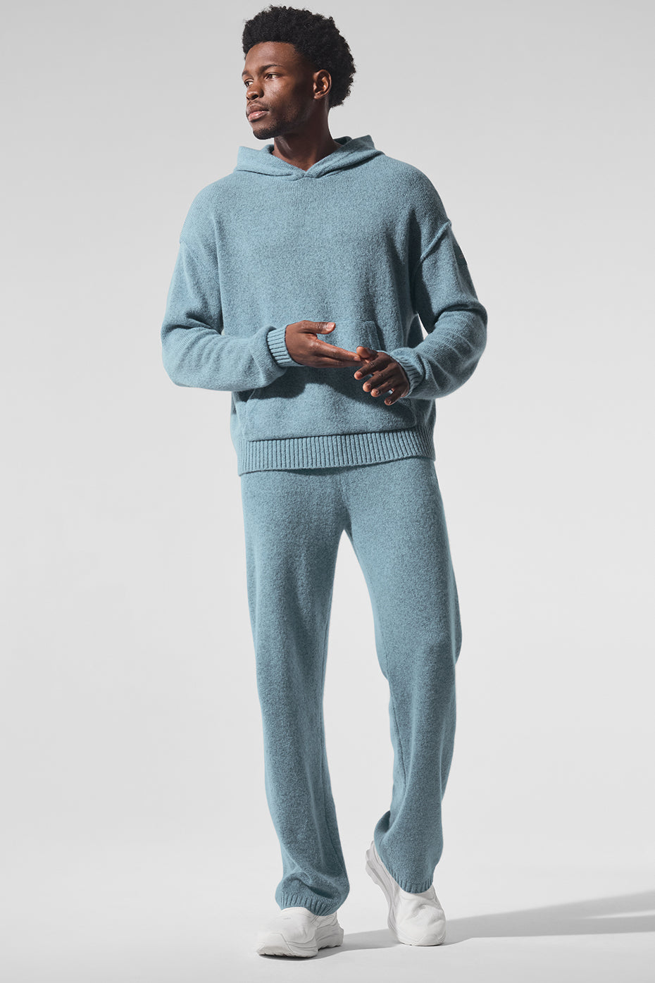 Wool Cashmere New Class Hoodie Celestial Blue Granite Heather - Image 5