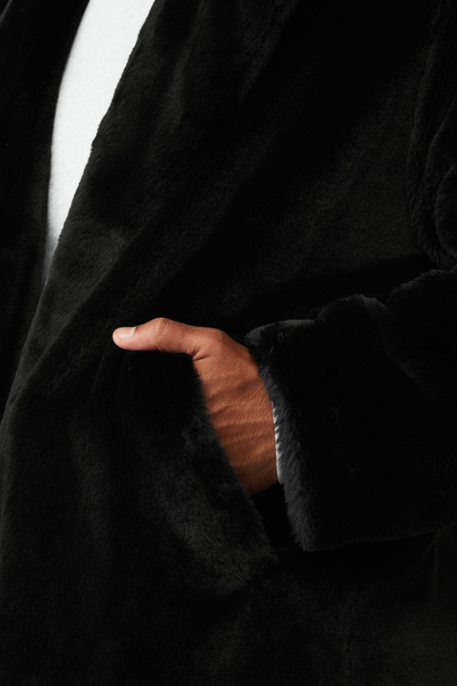 Oversized Faux Fur Trench Black - Image 4