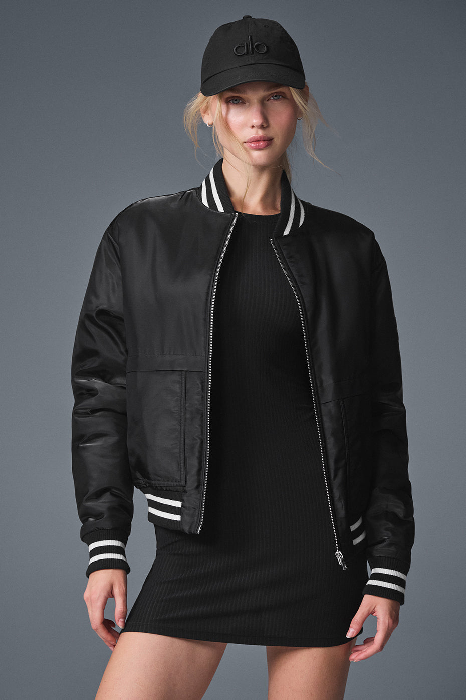 Afterglow Varsity Jacket   Black
