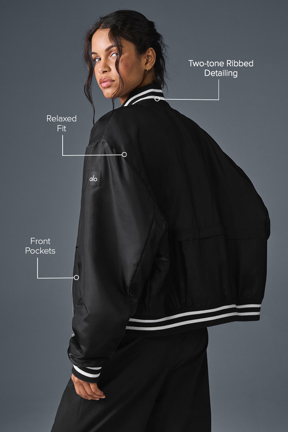 Alternative view of Afterglow Varsity Jacket   Black