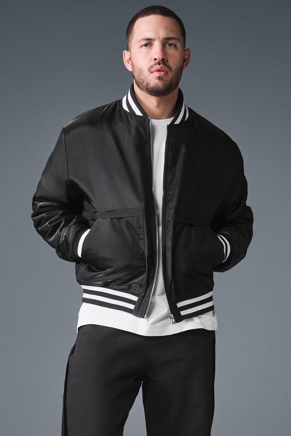 Afterglow Varsity Jacket   Black