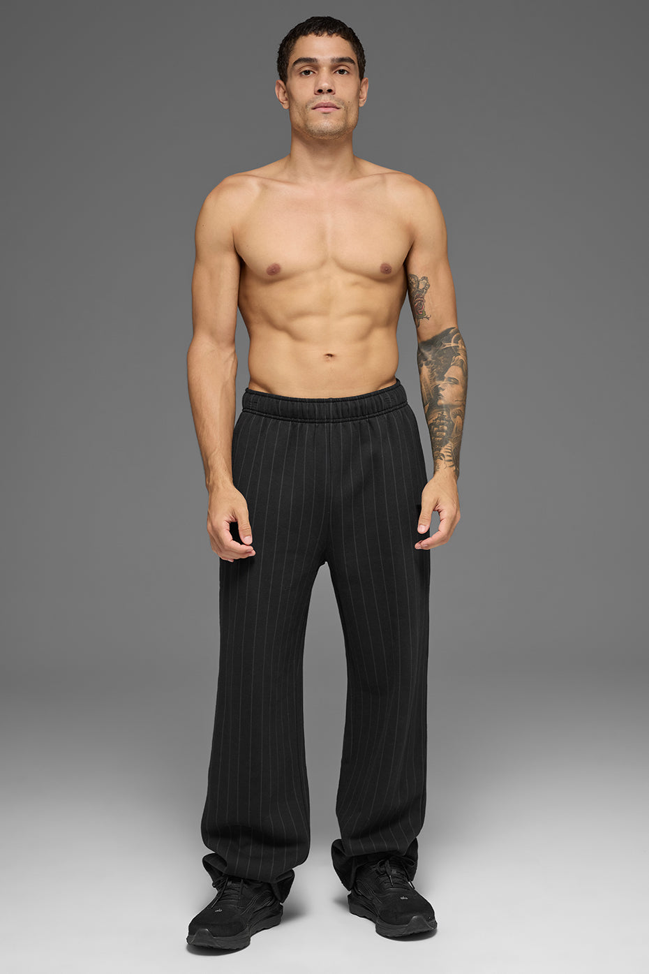 Pinstripe Straight Leg Sweatpant Black Pinstripe - Image 5