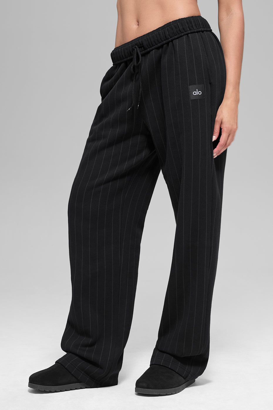 Pinstripe Straight Leg Sweatpant Black Pinstripe