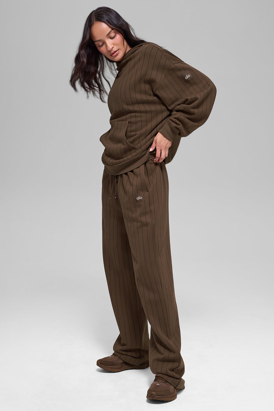 Pinstripe Straight Leg Sweatpant Espresso Pinstripe - Image 5