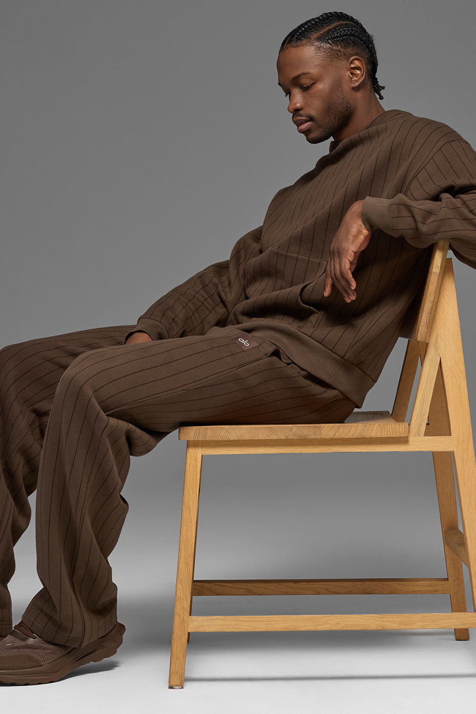 Pinstripe Straight Leg Sweatpant Espresso Pinstripe - Image 5