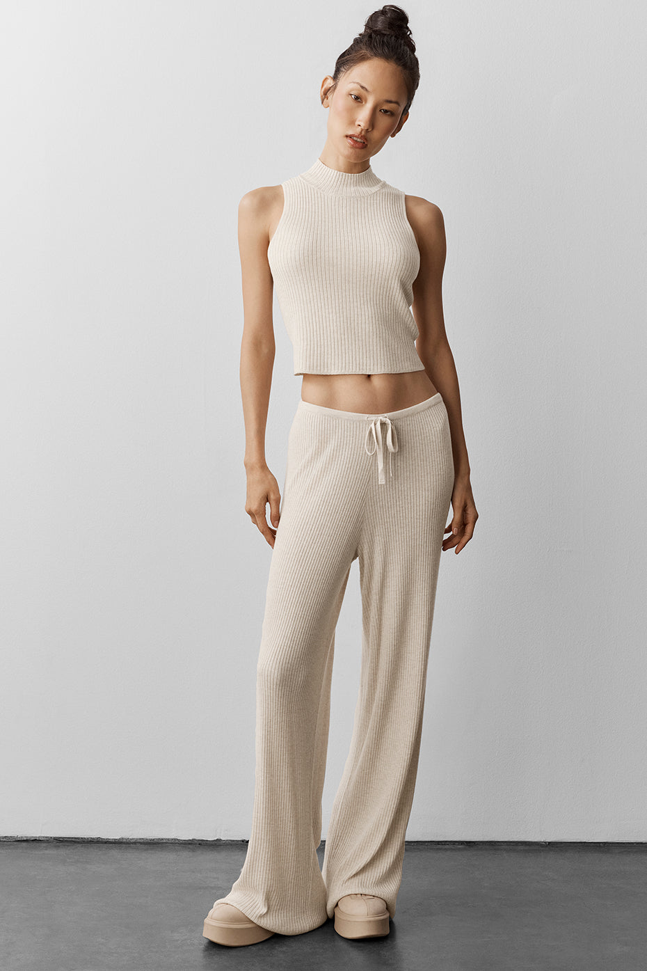 Sweater Knit Unwind Sleeveless Top Oatmeal Heather - Image 4