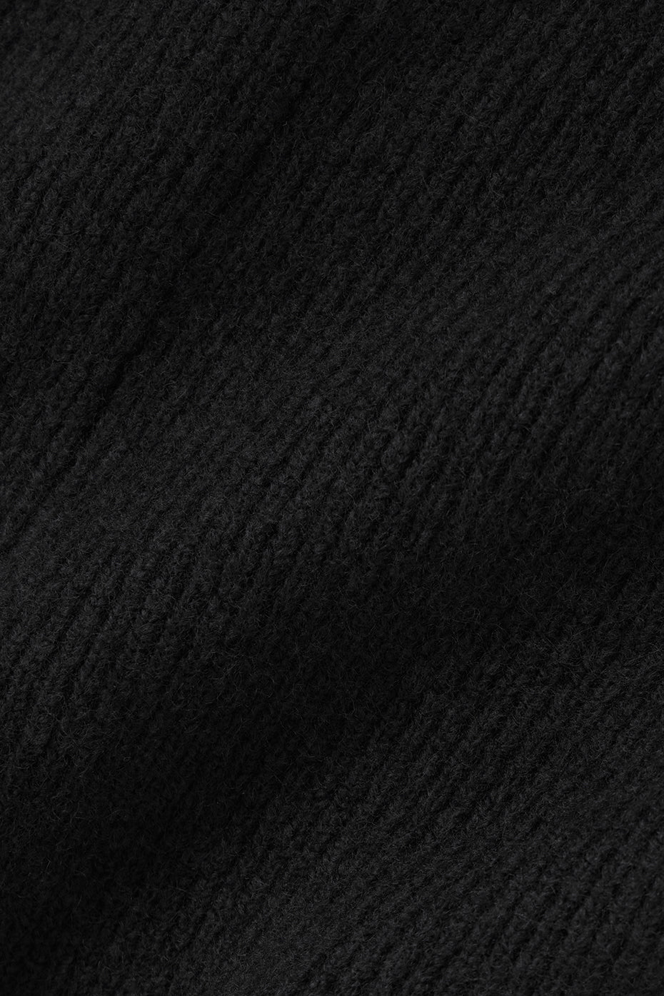 Wool Cashmere Ribbed Noble Full Zip Hoodie Black - Image 6