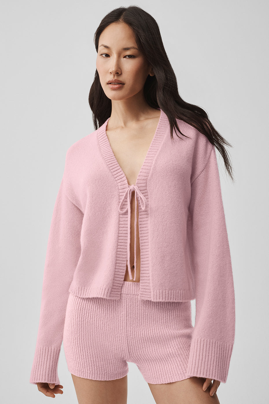 Wool Cashmere New Class Tie Cardigan Vintage Pink - Image 3