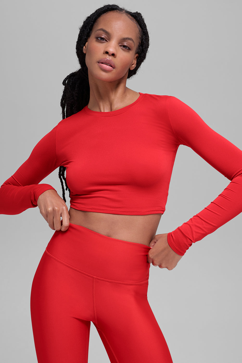 Alosoft Crop Finesse Long Sleeve   Bright Red