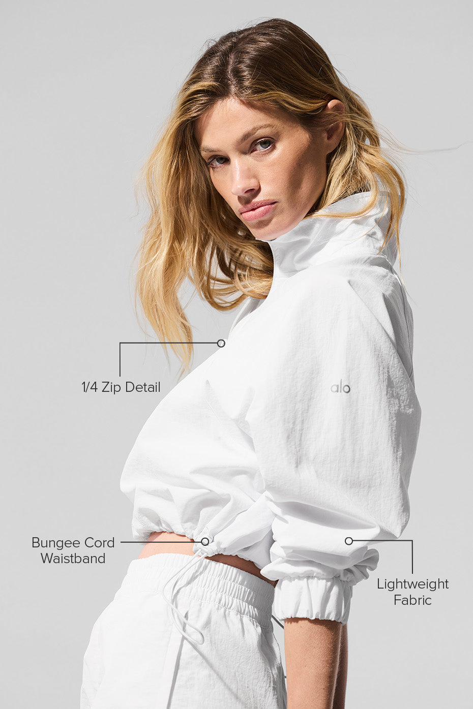 Alternative view of Cropped 1/4 Zip Alumni Pullover   White