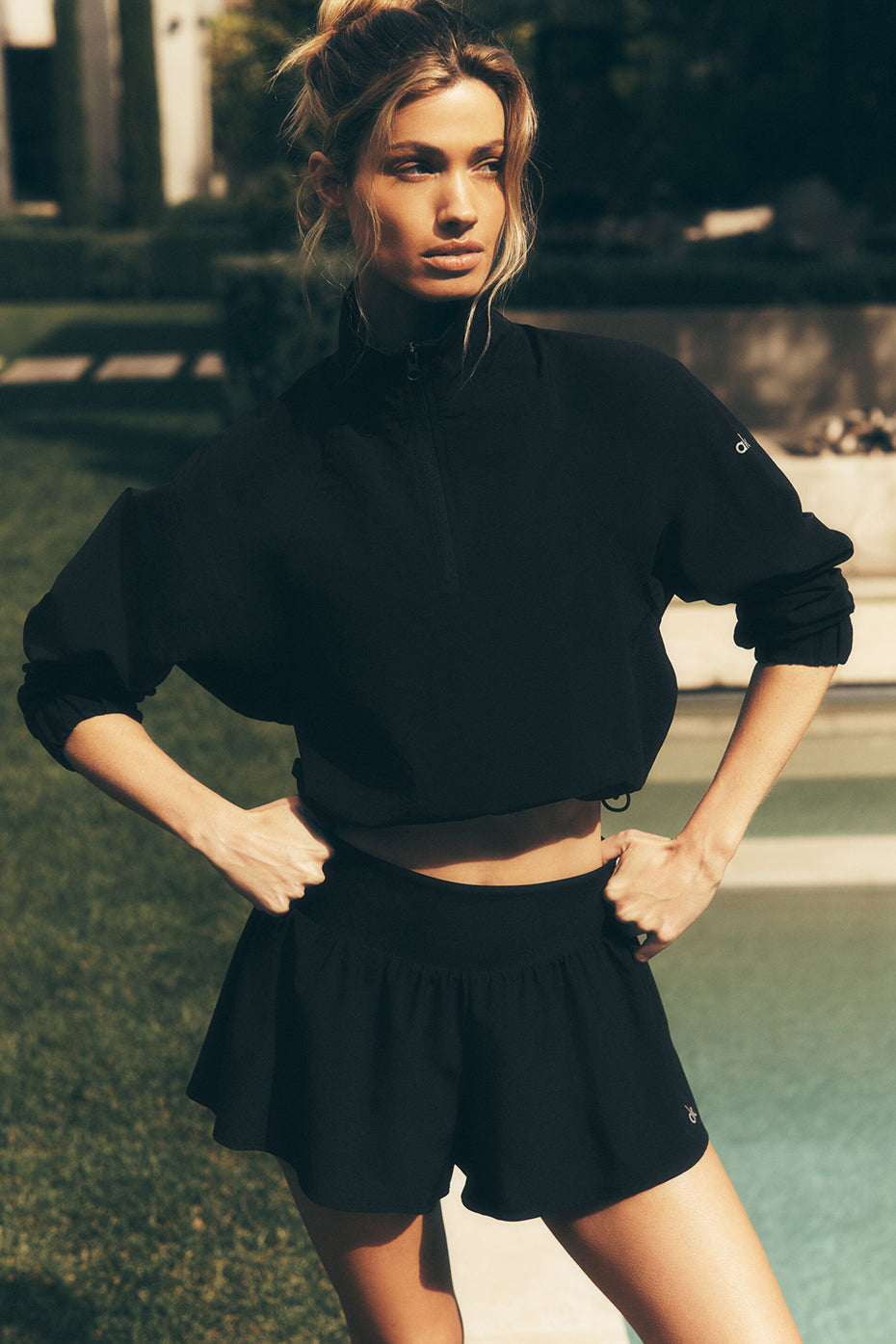 Cropped 1/4 Zip Alumni Pullover   Black