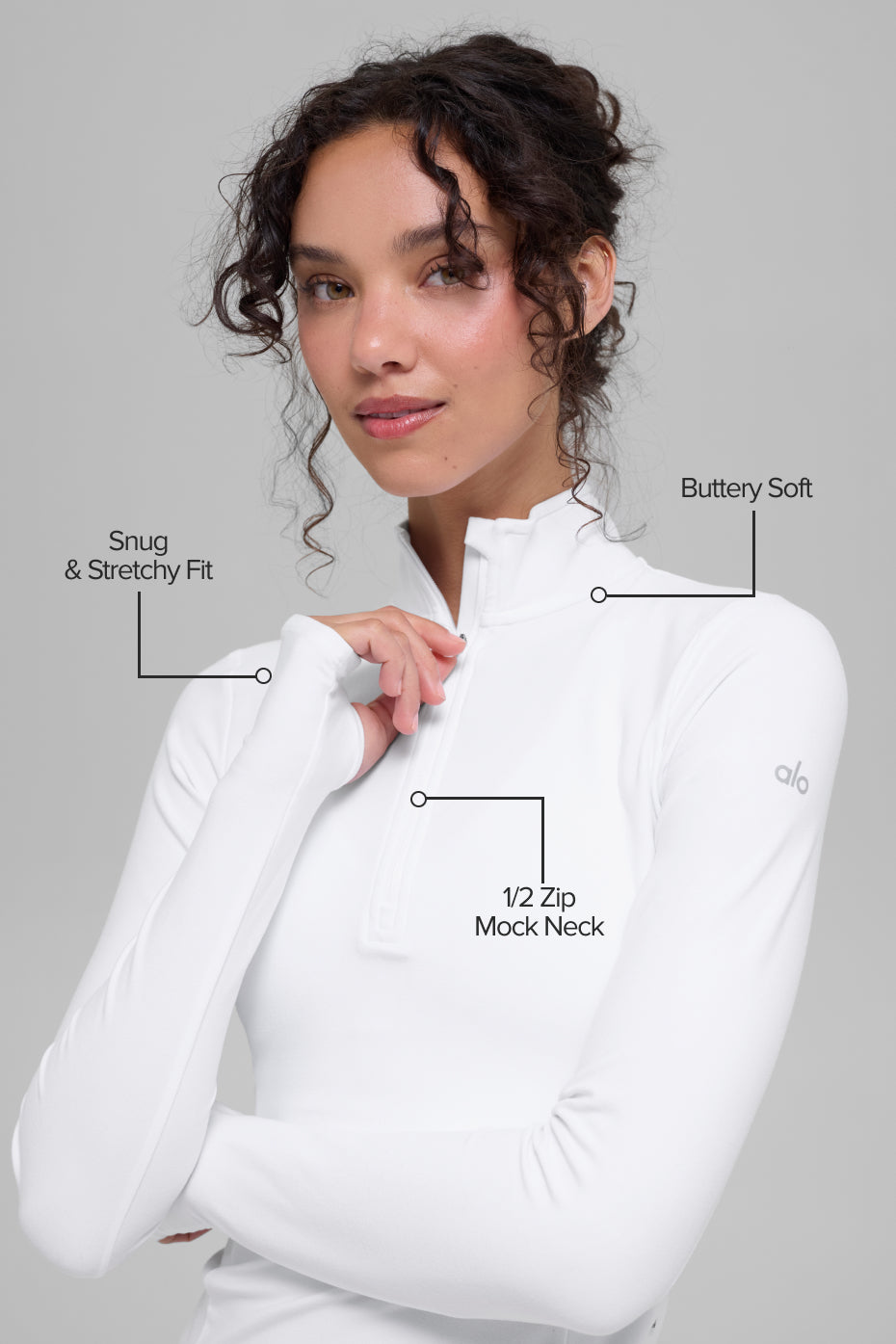 Alosoft 1/2 Zip Rapid Pullover White - Image 2