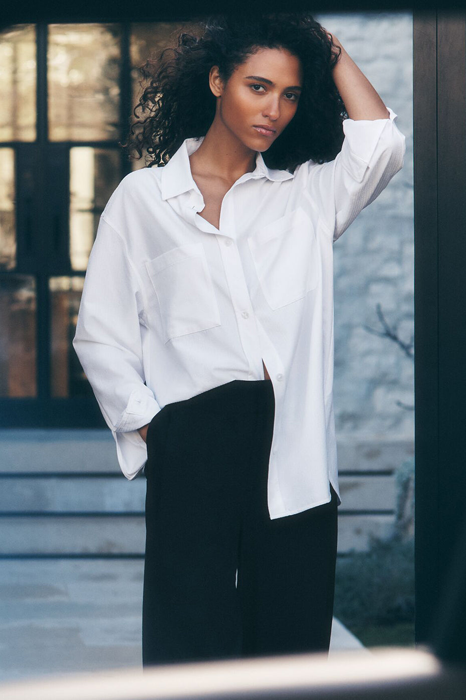 Dreamscape Button Down Long Sleeve White
