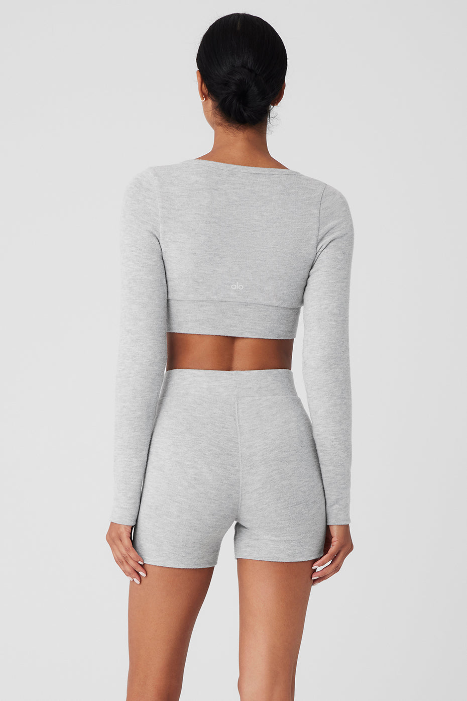 Alternative view of Alolux Cropped Me Time Cardigan   Athletic Heather Grey