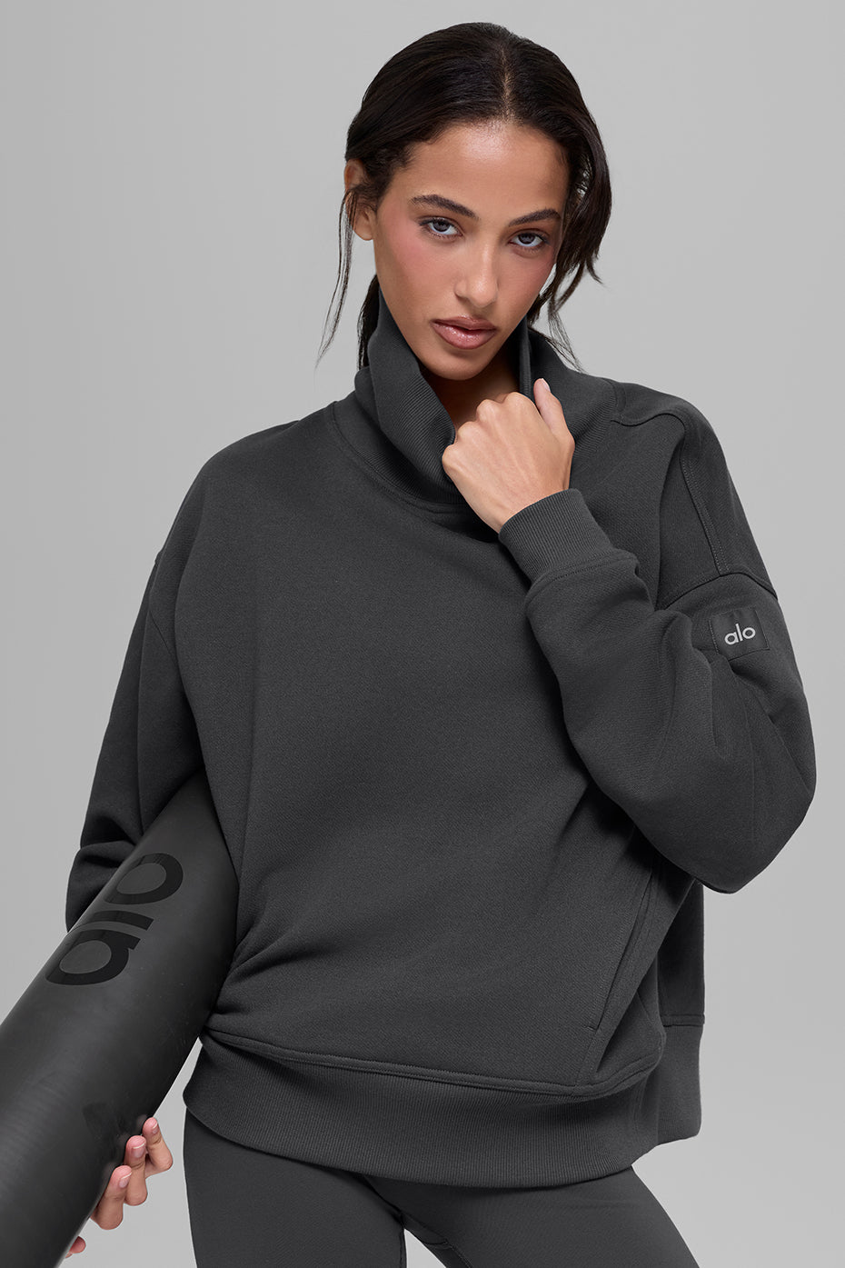Hazy Mock Neck Pullover Anthracite