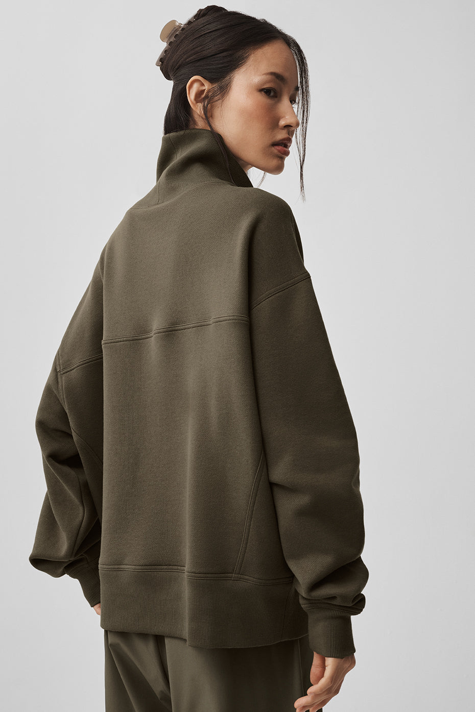 Hazy Mock Neck Pullover Olive Tree - Image 2